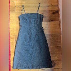 Black stretch Denim Body con dress with slight A-line